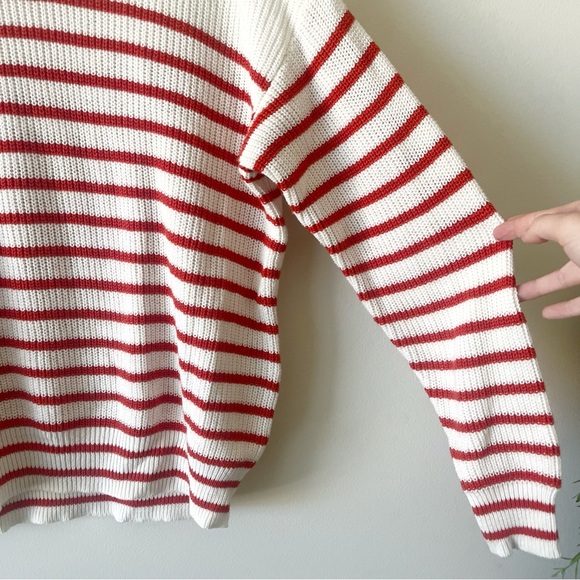 CT Plage Cotton Cashmere Blend Pullover Cardigan Striped Knit Sweater - Picture 4 of 9